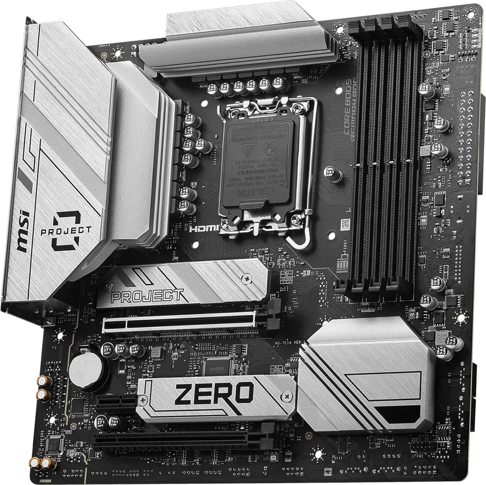 MSI B760M PROJECT ZERO — vue d’ensemble