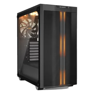 Boîtier be quiet! Pure Base 500DX noir, façade mesh et bandeaux lumineux orange